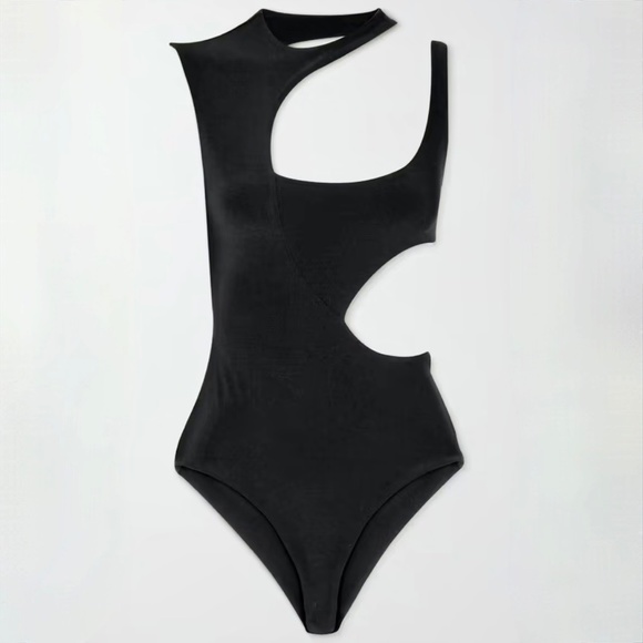A.W.A.K.E. Mode Black Cut-Out Crepe Bodysuit - Picture 3 of 7